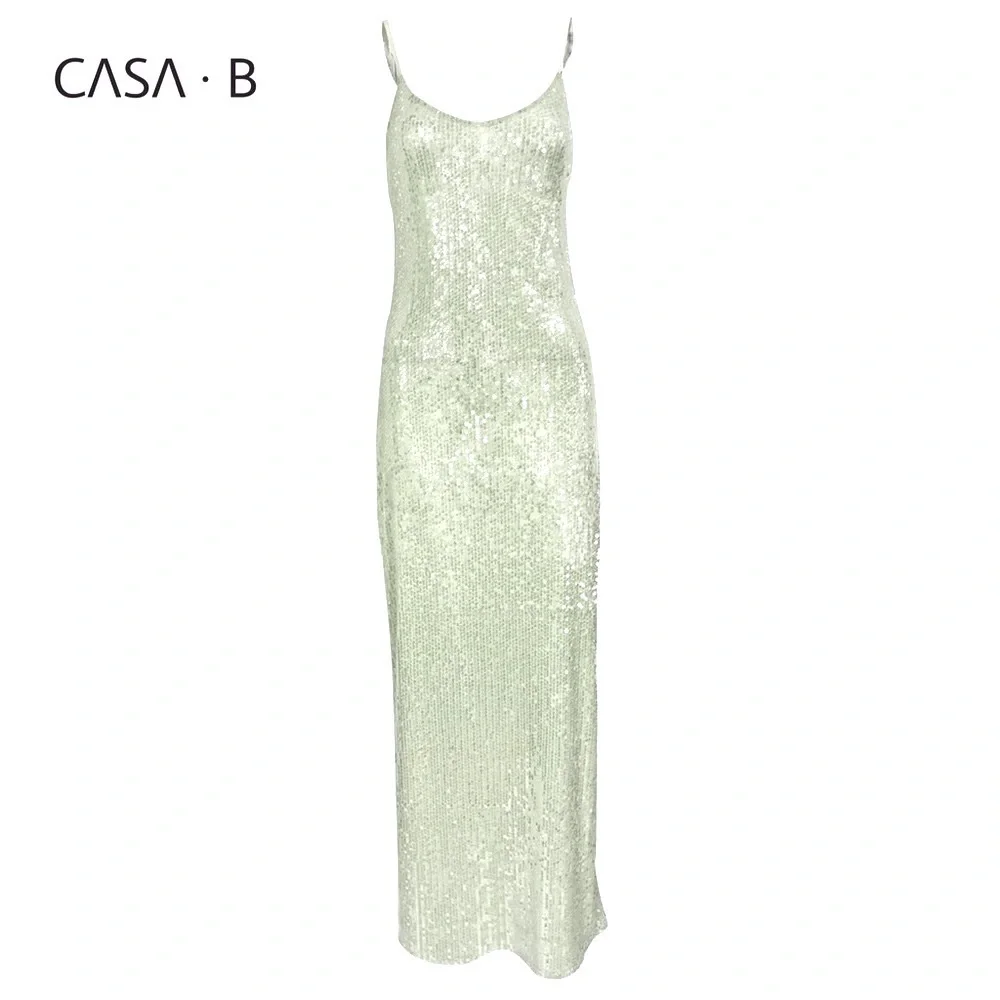 5⭐️CASA B| Elena Sultry Sheer Sequin Open Back Cutout Evening Dress